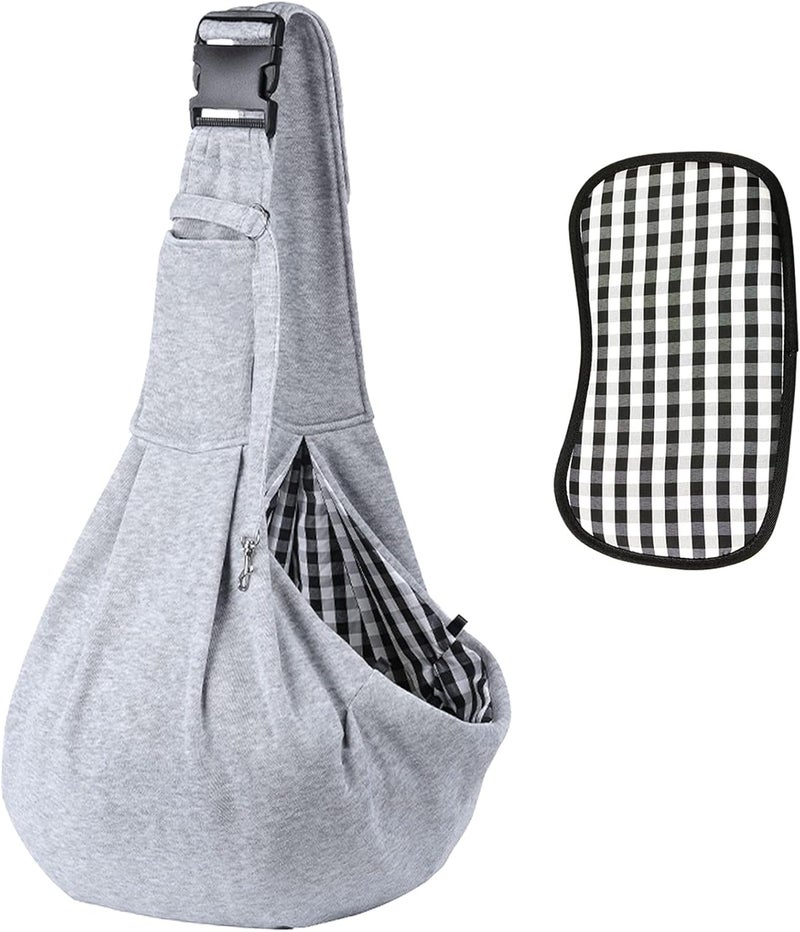 Kanemc Dog Sling Carrier for Small Dogs Cat Puppy Pets Up to 16.5lbs, Comfy Hard Bottom Support, Adjustable Padded Shoulder Strap, Hands-Free Dog Carrier Sling Bag for Outdoor Travel - Image 1